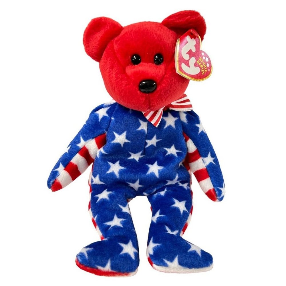 Ty Beanie Babies 2001 Liberty Bear Stuffed Animal Tags